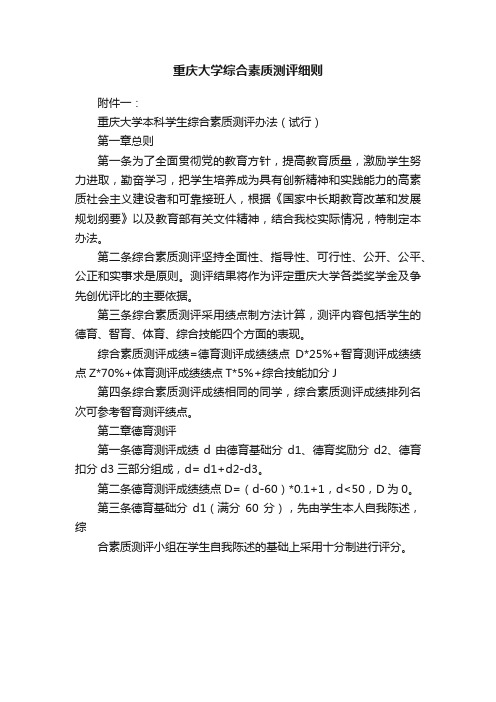 重庆大学综合素质测评细则