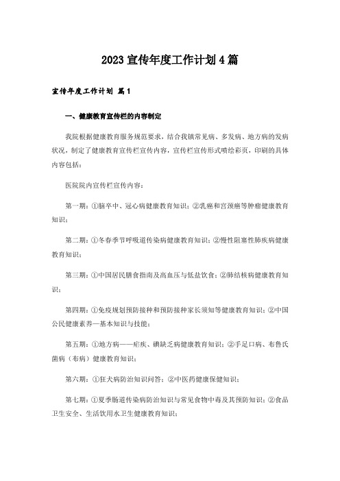 2023宣传年度工作计划4篇