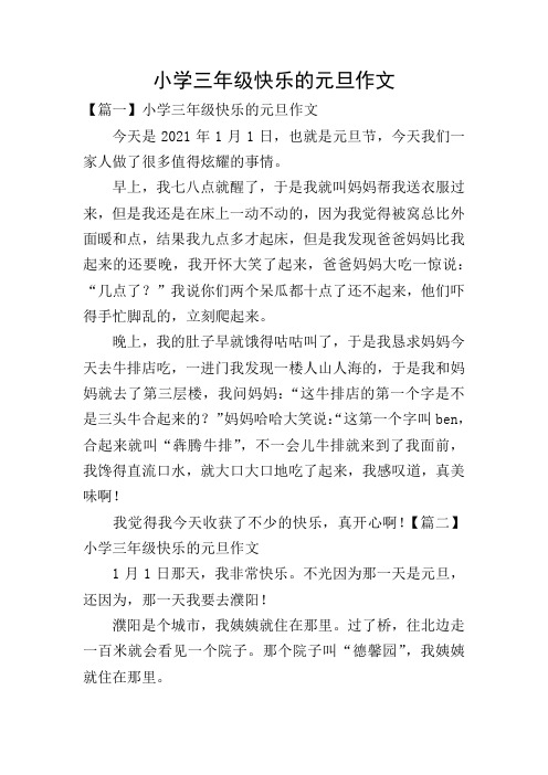 小学三年级快乐的元旦作文