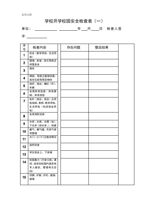 开学校园安全检查表doc