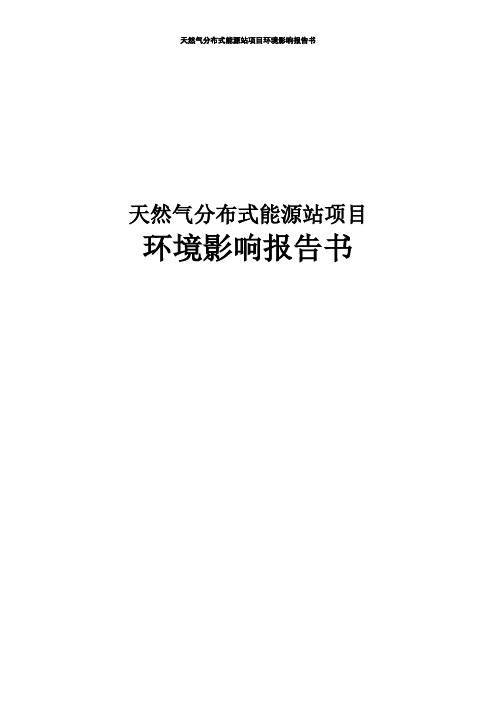 天然气分布式能源站项目可行性报告