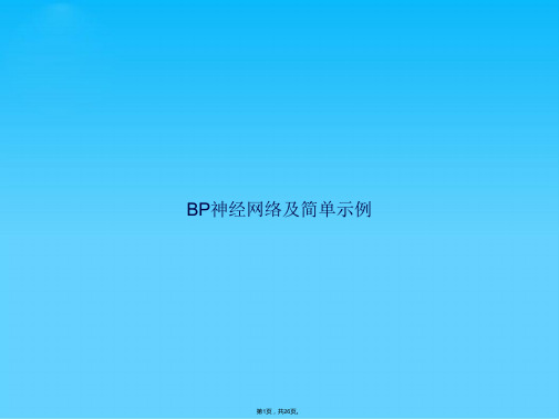 BP神经网络及简单示例(共26张PPT)
