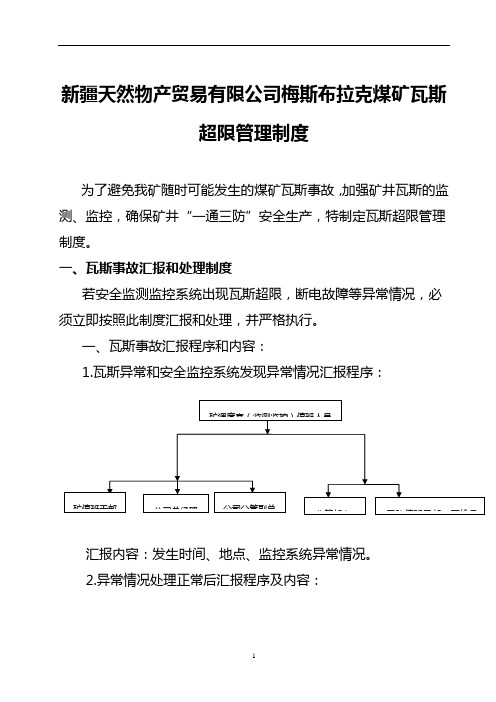 瓦斯超限管理制度