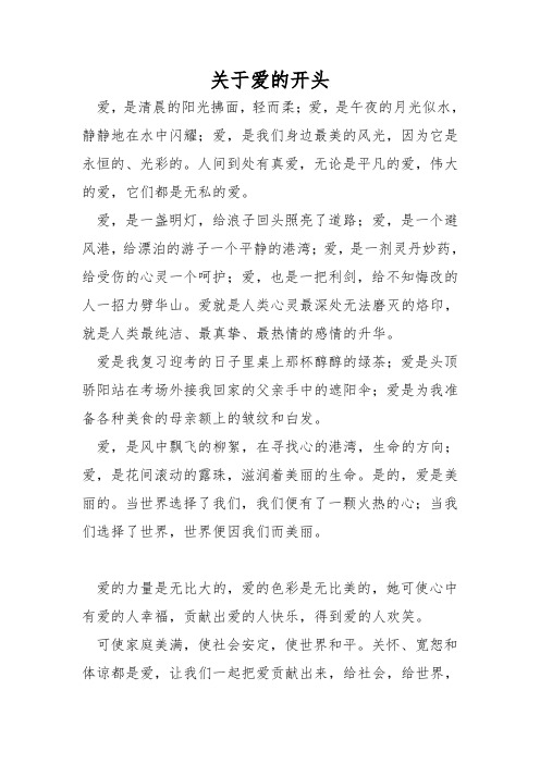 关于爱的开头