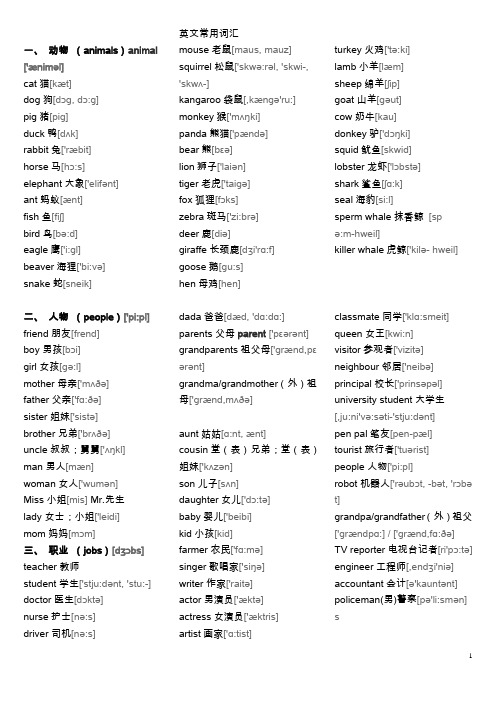 英文常用词汇