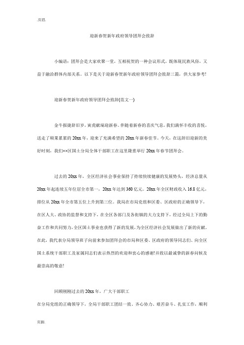 迎新春贺新年政府领导团拜会致辞_0