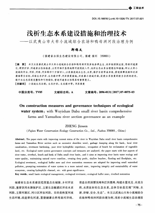 浅析生态水系建设措施和治理技术——以武夷山市大布小流域综合农