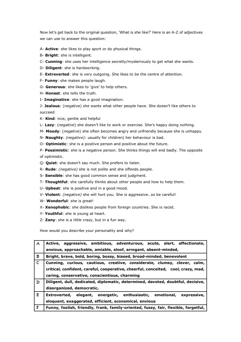 personality words