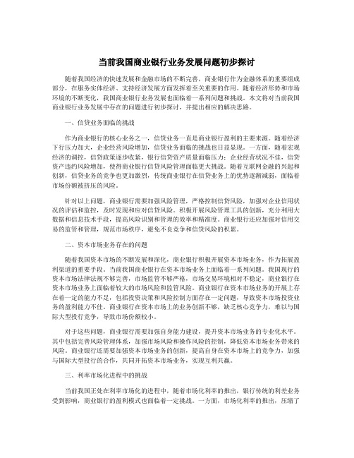 当前我国商业银行业务发展问题初步探讨