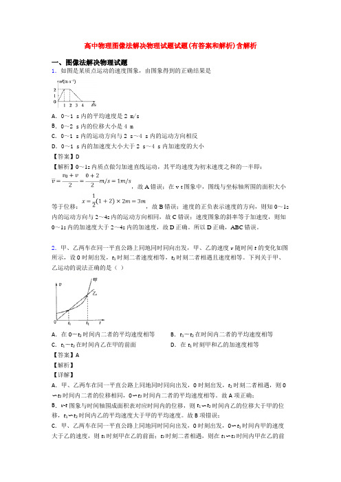 高中物理图像法解决物理试题试题(有答案和解析)含解析