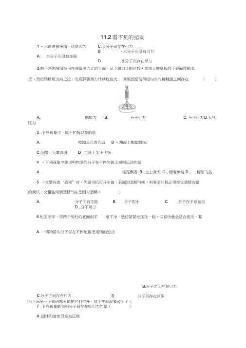 八年级物理全册11.2《看不见的运动》练习(新版)沪科版