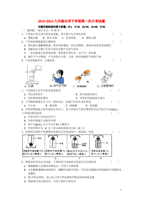 湖南省长沙市麓山国际实验学校九年级化学下学期第一次月考试题