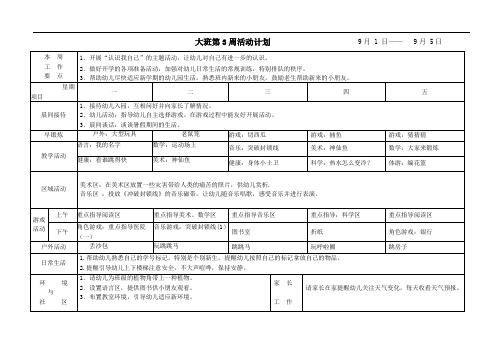幼儿园大班周计划表秋季 (2)