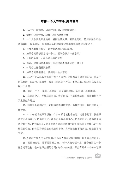 忘掉一个人的句子-美句佳句