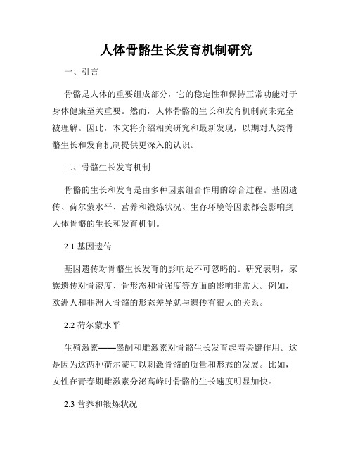 人体骨骼生长发育机制研究