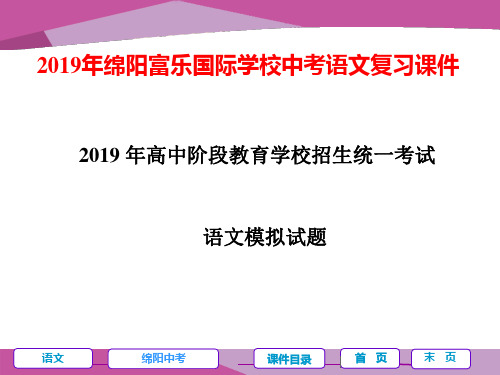 2019年绵阳富乐国际学校中考语文复习语文模拟试题(八)