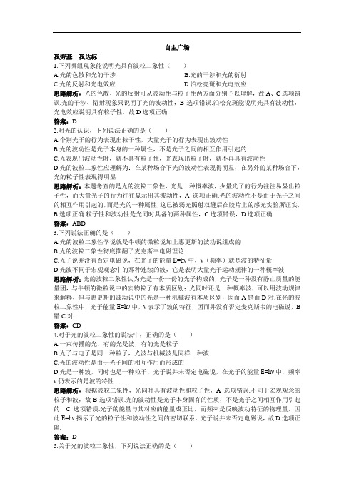 物理选修3-5自主训练：第十七章 3.粒子的波动性 含解