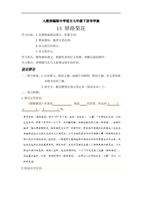 【部编版语文七年级下册】14《驿路梨花》导学案2