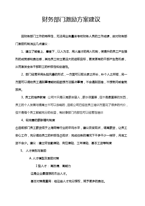 财务部门激励方案建议