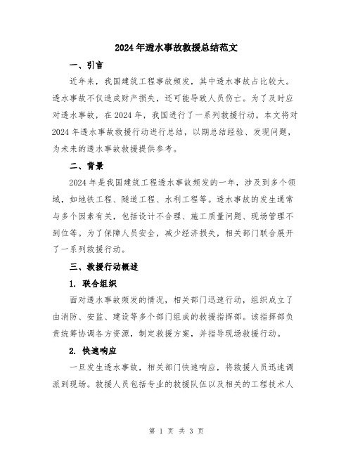 2024年透水事故救援总结范文