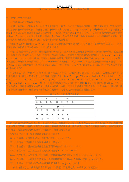 深渡中心学校中小学教师普通话校本培训内容