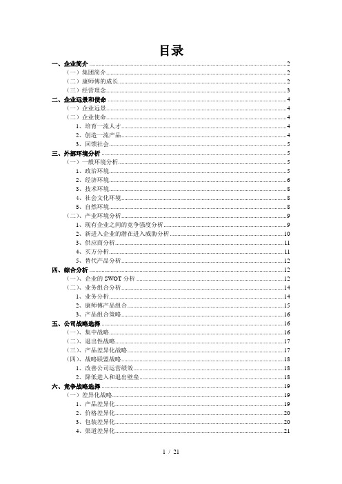 康师傅控股有限责任公司战略分析