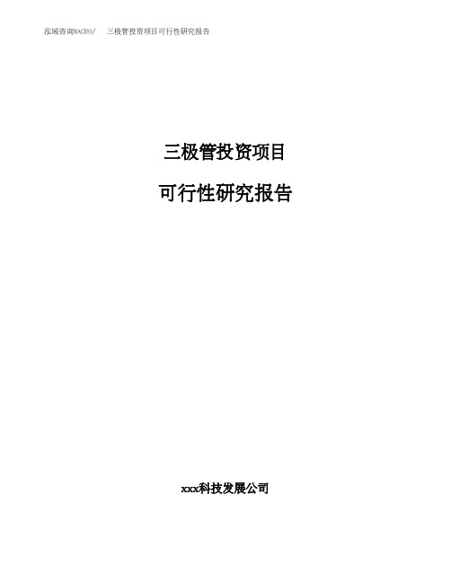 三极管投资项目可行性研究报告(参考模板报告)