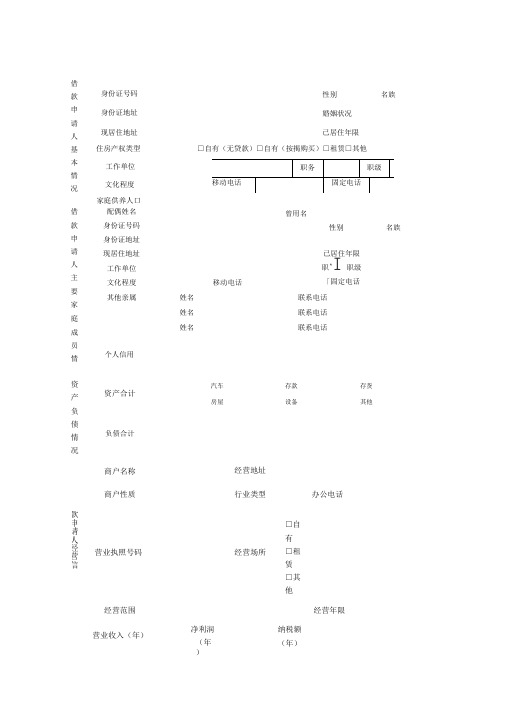 个人消费贷款申请表