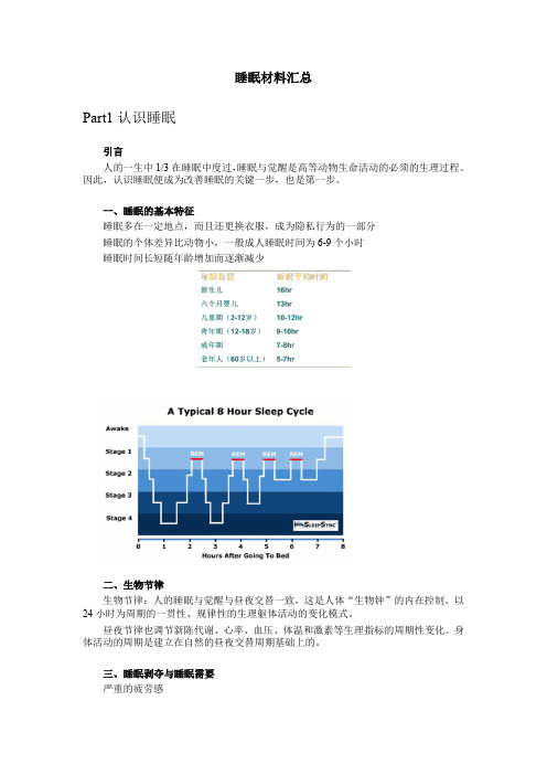 睡眠材料初步总结
