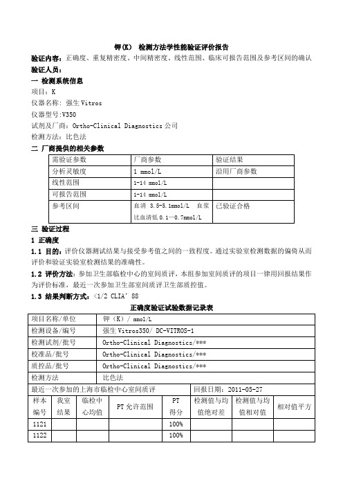 钾性能验证