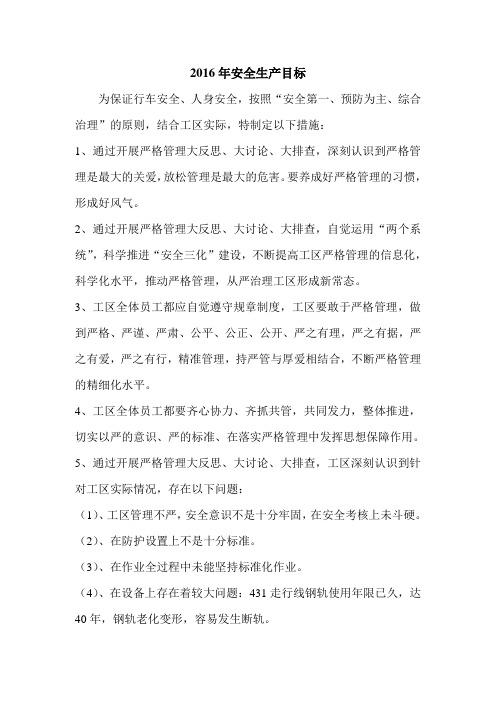 2016年安全生产目标-2