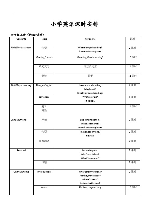 小学英语课时安排