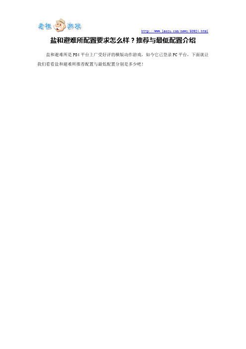 盐和避难所配置要求怎么样？推荐与最低配置介绍