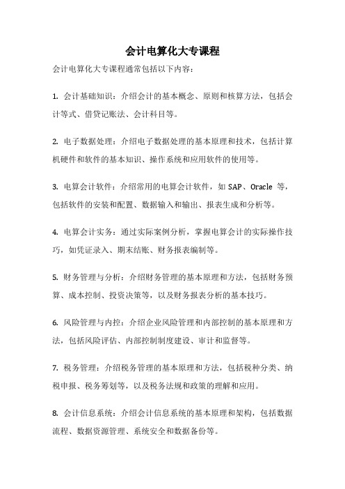 会计电算化大专课程