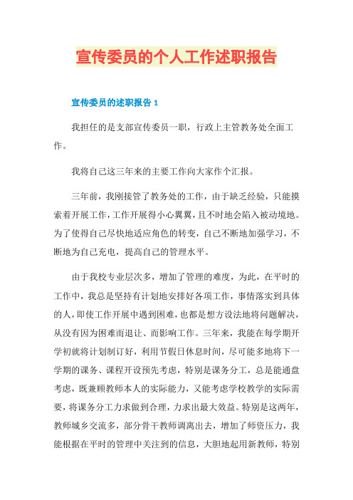 宣传委员的个人工作述职报告