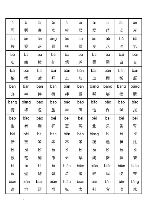 小学3500常用汉字大全(带拼音)