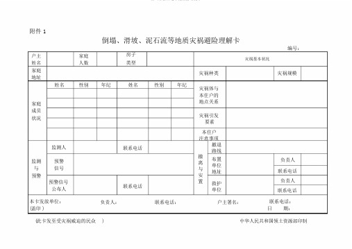 泥石流等地质灾害避险明白卡