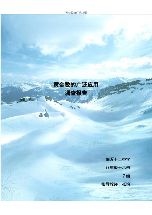 黄金数的广泛应用