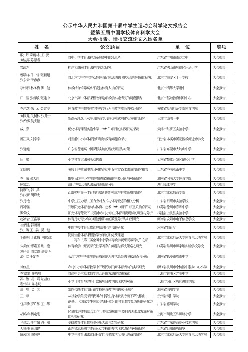 国第十届中学生运动会科学论文报告会暨第五届中国学校体育(DOC)