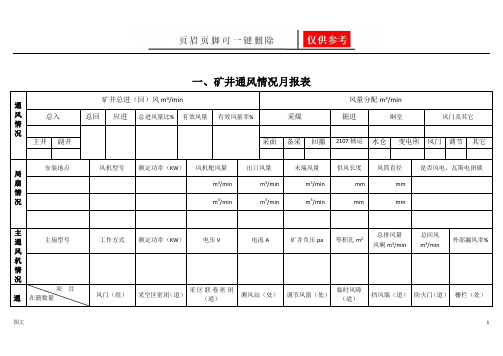 矿井通风情况月报表(图文参照)