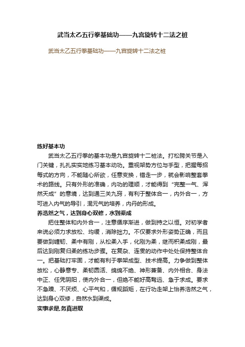 武当太乙五行拳基础功——九宫旋转十二法之桩