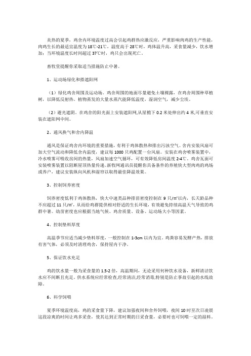 做好这七点就能避免鸡中暑!