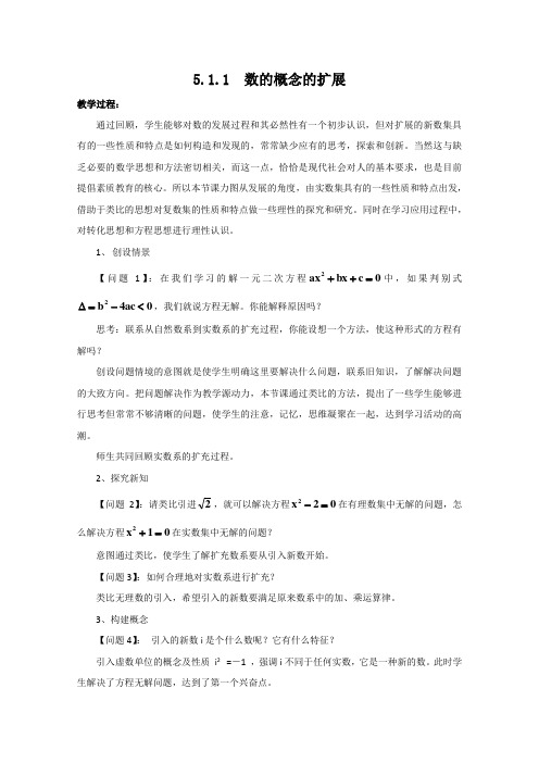高中数学：5.1.1  数的概念的扩展(一) 教案 (北师大选修2-2)