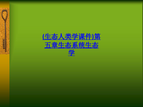 生态人类学课件第五章生态系统生态学