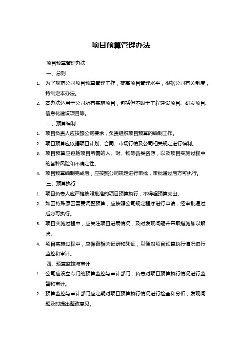软件项目预算管理办法