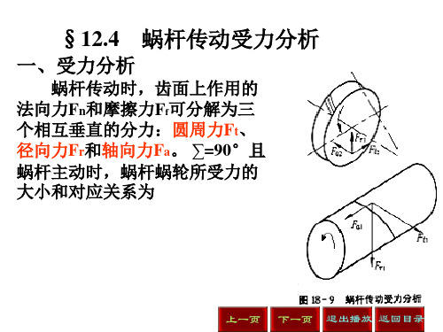 蜗杆传动受力分析
