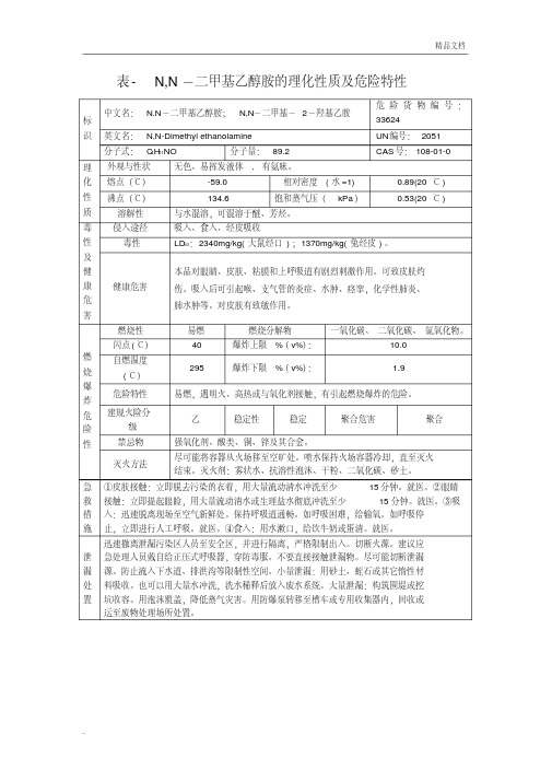 二甲基乙醇胺的理化性质及危险特性