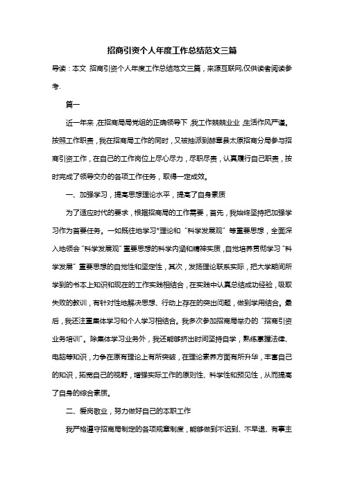 招商引资个人年度工作总结范文三篇