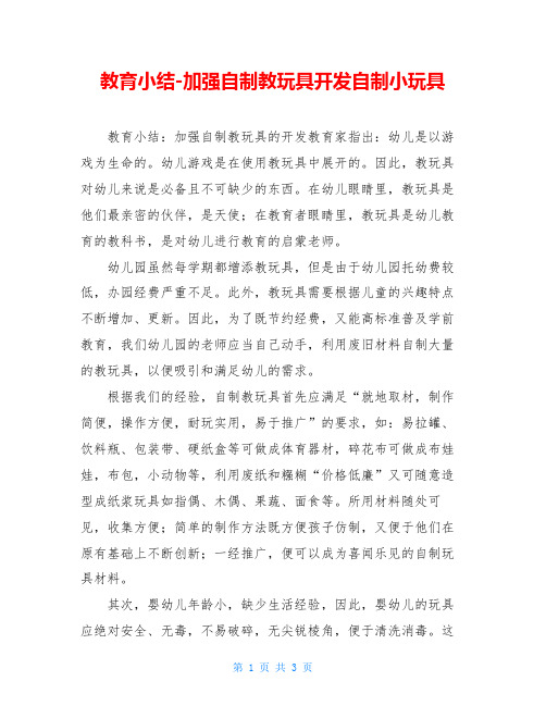 教育小结-加强自制教玩具开发自制小玩具