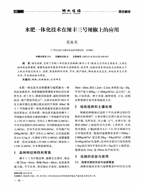 水肥一体化技术在辣丰三号辣椒上的应用